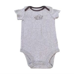 Carter’s Gray Short-Sleeve Baby Boy Bodysuit – Size 12 Months – 100% Cotton